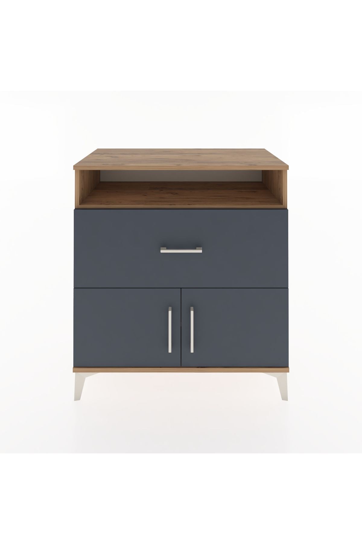 Hyperion Şifonyer 2 Raflı Tek Çekmeceli 2 Kapaklı 88x44x96 Çam-Antrasit