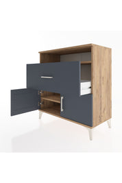 Hyperion Şifonyer 2 Raflı Tek Çekmeceli 2 Kapaklı 88x44x96 Çam-Antrasit