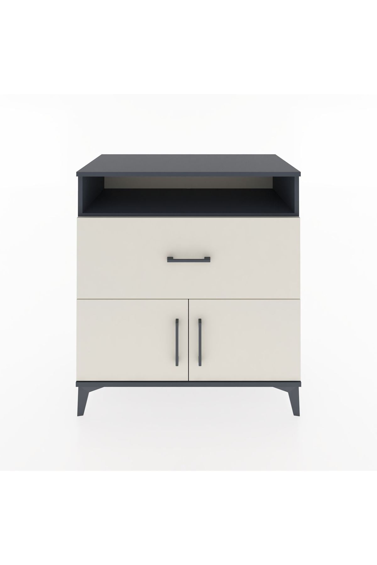 Hyperion Şifonyer Tek Raflı Tek Çekmeceli 2 Kapaklı 88x44x96 Antrasit-Aytaşı