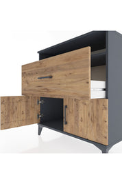 Hyperion Şifonyer Tek Raflı Tek Çekmeceli 2 Kapaklı 88x44x96 Antrasit-Çam