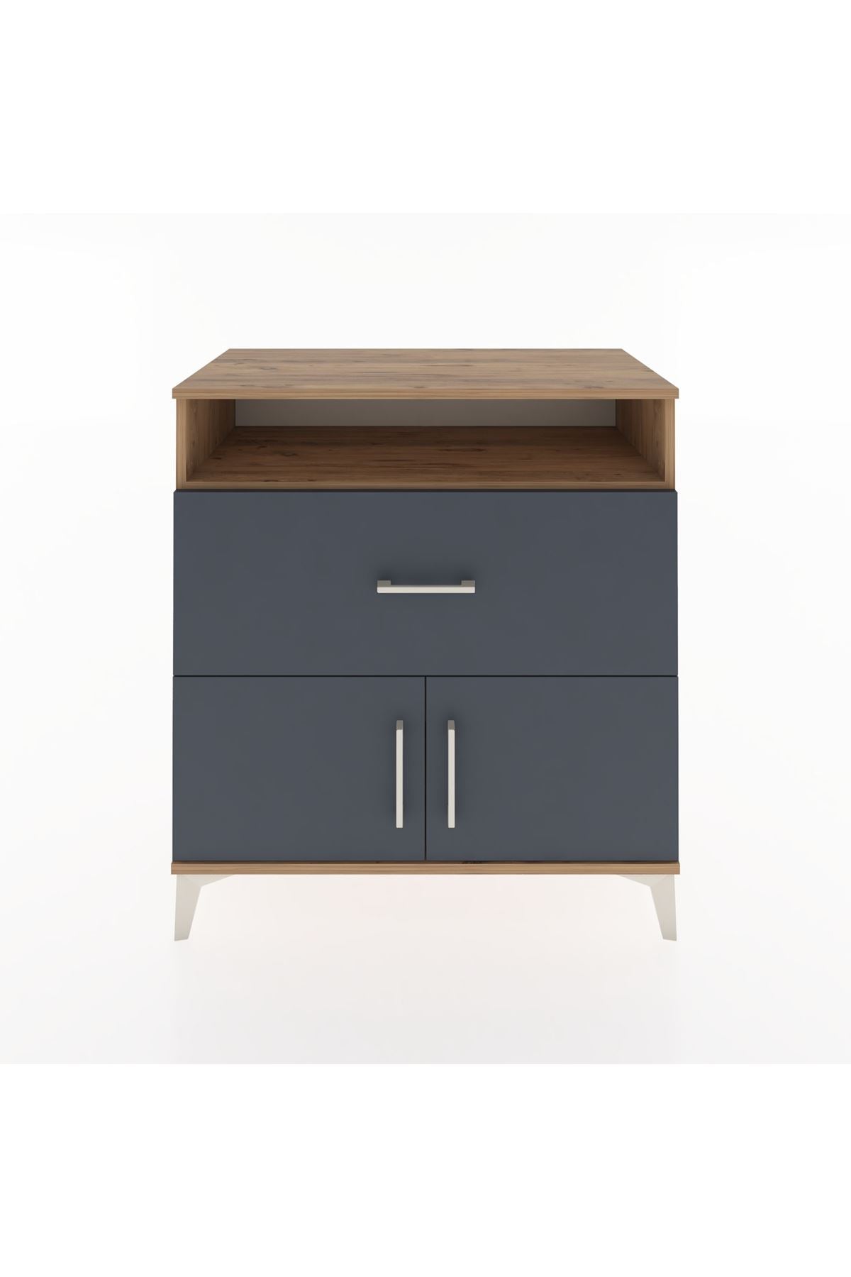 Hyperion Şifonyer Tek Raflı Tek Çekmeceli 2 Kapaklı 88x44x96 Çam-Antrasit