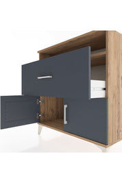 Hyperion Şifonyer Tek Raflı Tek Çekmeceli 2 Kapaklı 88x44x96 Çam-Antrasit