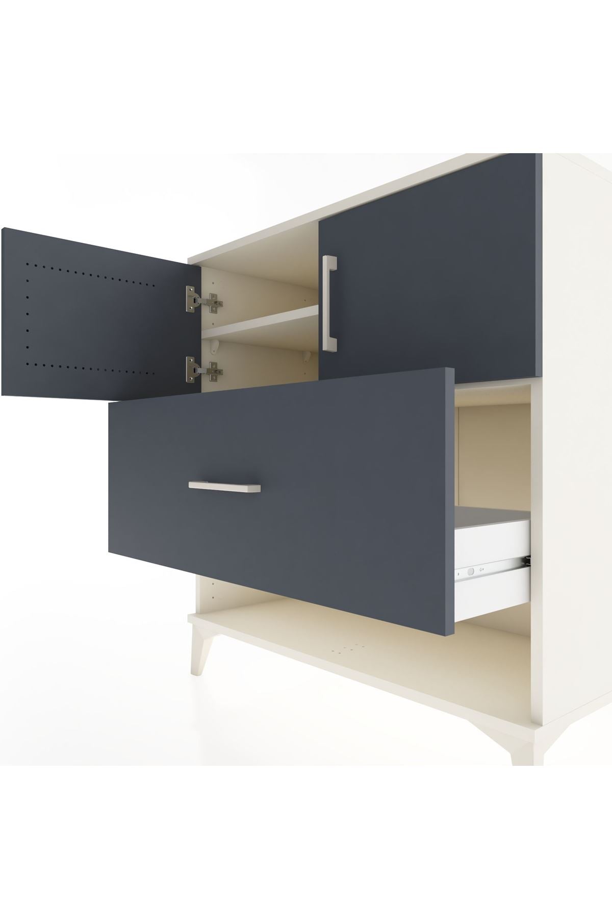 Hyperion Şifonyer 2 Raflı Tek Çekmeceli 2 Kapaklı 88x44x96 Aytaşı-Antrasit