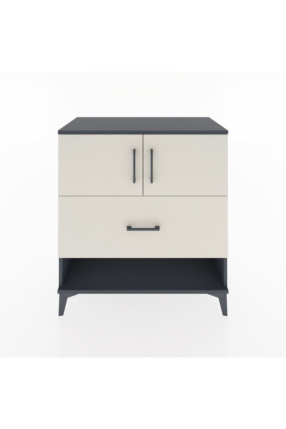 Hyperion Şifonyer 2 Raflı Tek Çekmeceli 2 Kapaklı 88x44x96 Antrasit-Aytaşı