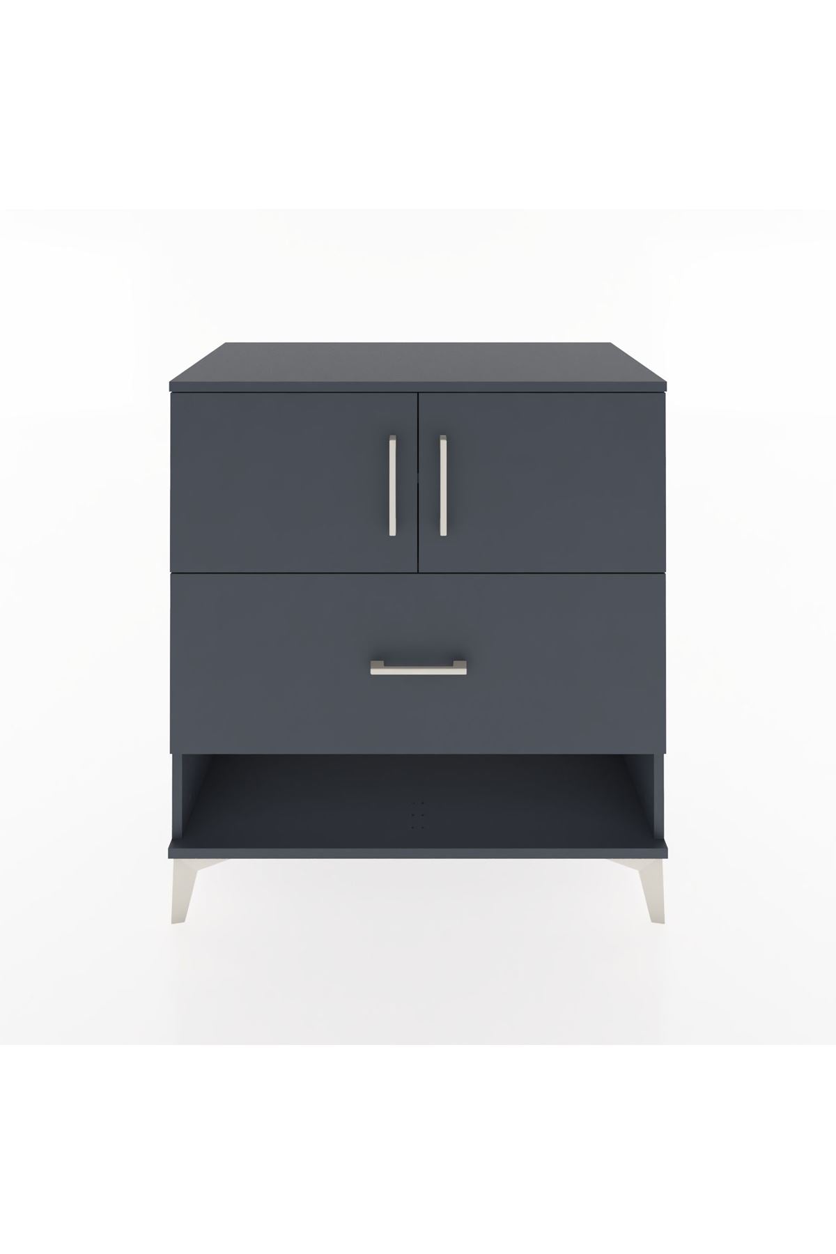 Hyperion Şifonyer 2 Raflı Tek Çekmeceli 2 Kapaklı 88x44x96 Antrasit-Antrasit