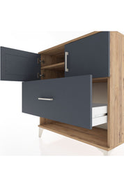 Hyperion Şifonyer 2 Raflı Tek Çekmeceli 2 Kapaklı 88x44x96 Çam-Antrasit