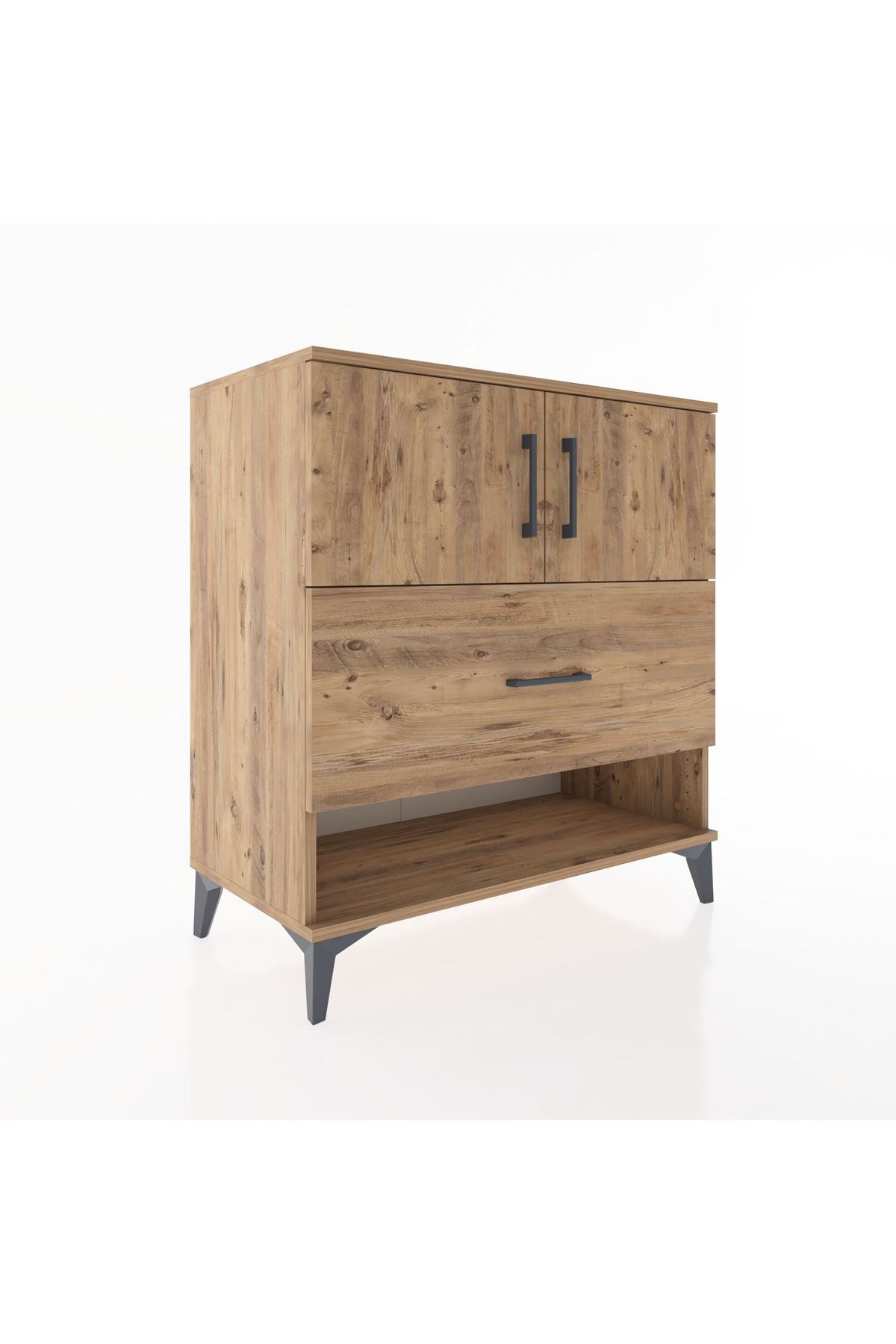 Hyperion Şifonyer 2 Raflı Tek Çekmeceli 2 Kapaklı 88x44x96 Çam-Çam