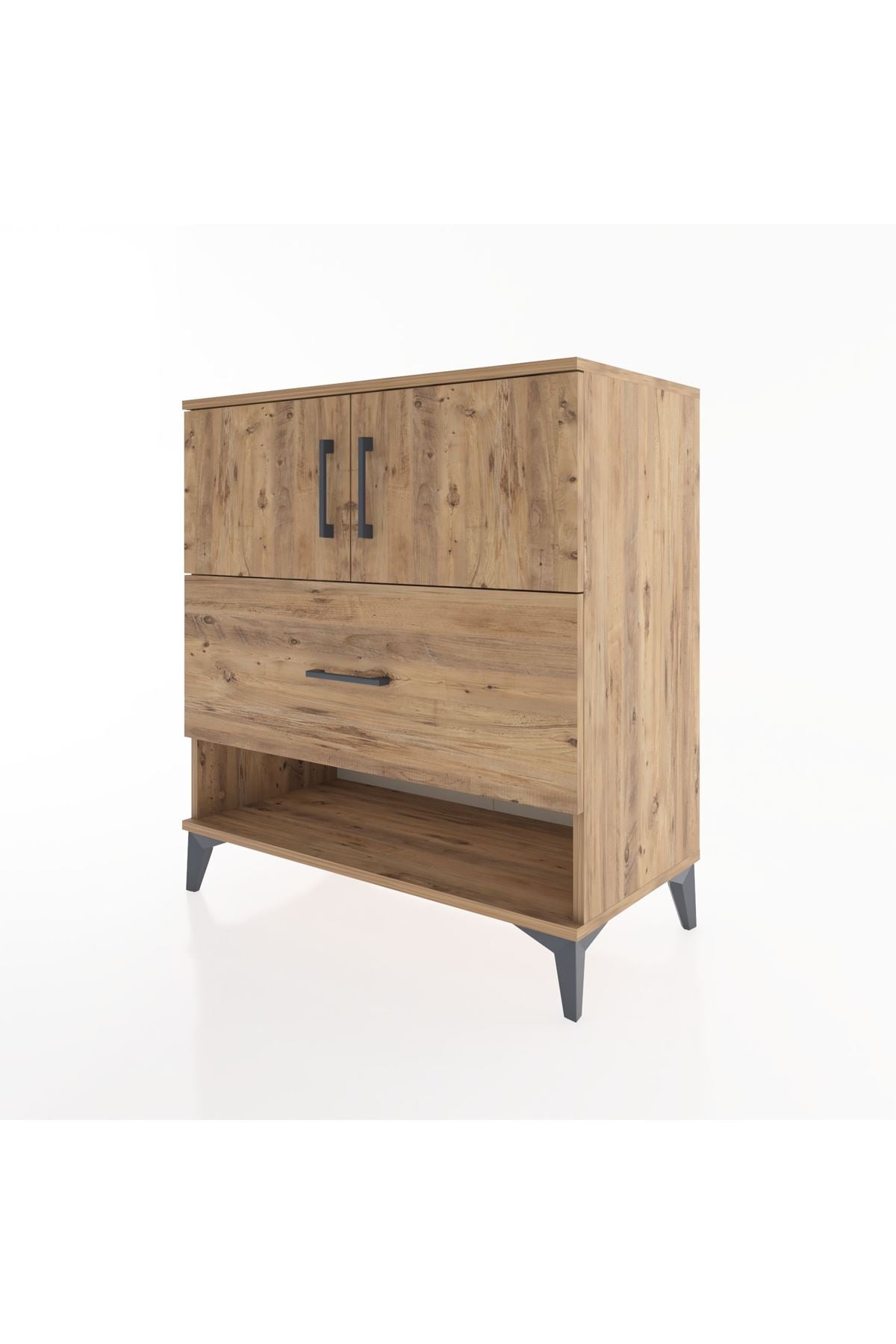 Hyperion Şifonyer 2 Raflı Tek Çekmeceli 2 Kapaklı 88x44x96 Çam-Çam