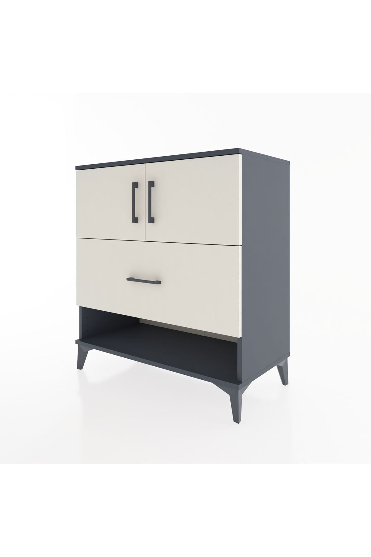Hyperion Şifonyer Tek Raflı Tek Çekmeceli 2 Kapaklı 88x44x96 Antrasit-Aytaşı
