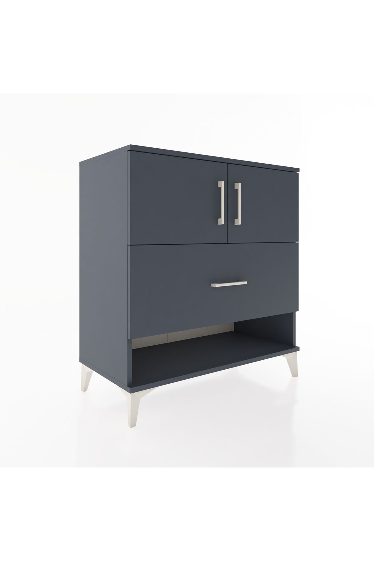 Hyperion Şifonyer Tek Raflı Tek Çekmeceli 2 Kapaklı 88x44x96 Antrasit-Antrasit