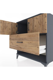 Hyperion Şifonyer Tek Raflı Tek Çekmeceli 2 Kapaklı 88x44x96 Antrasit-Çam