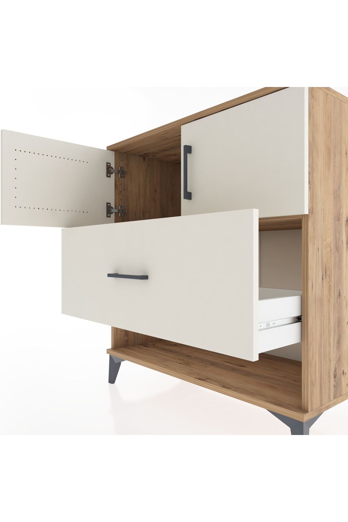 Hyperion Şifonyer Tek Raflı Tek Çekmeceli 2 Kapaklı 88x44x96 Çam-Aytaşı