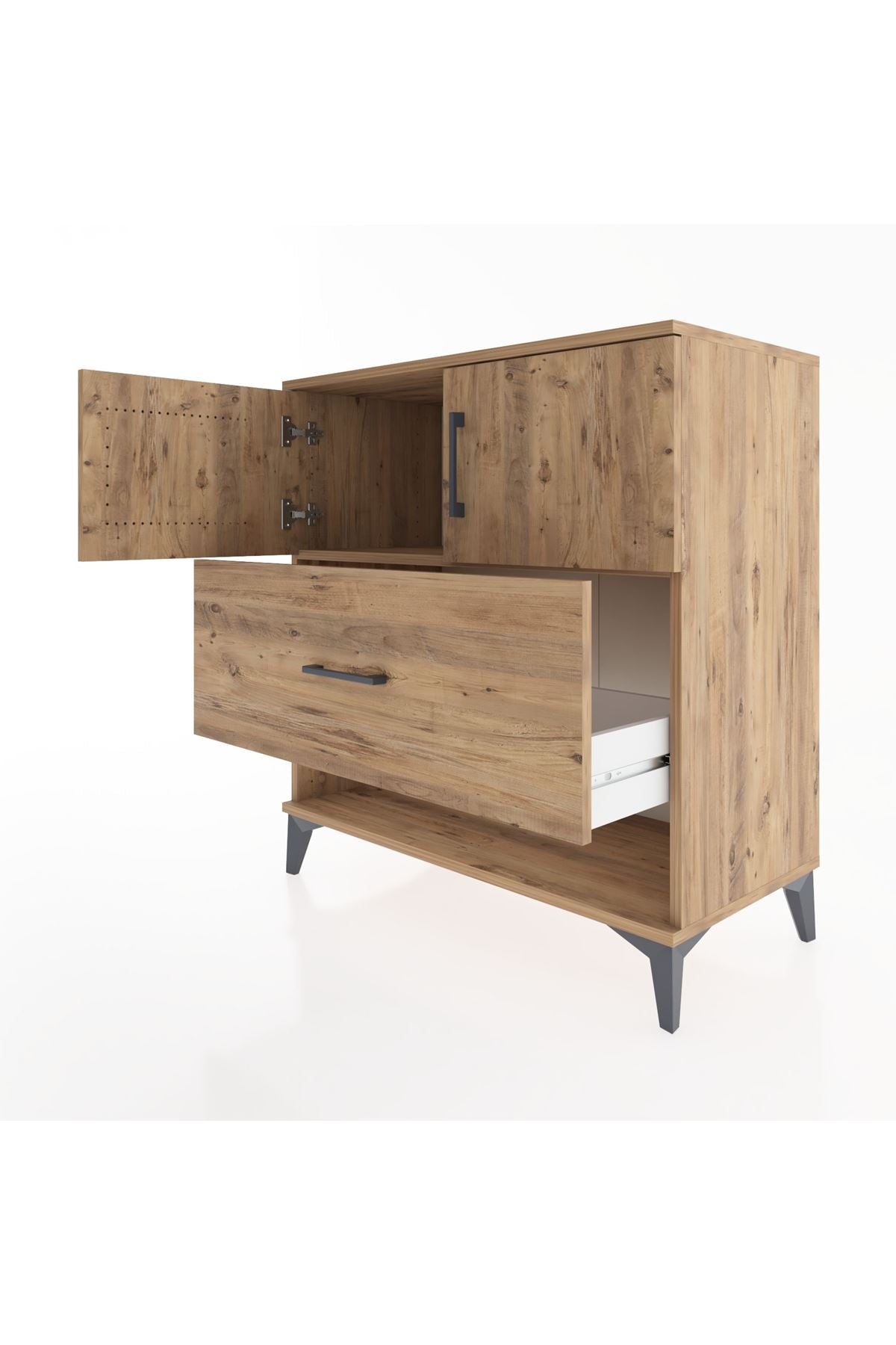 Hyperion Şifonyer Tek Raflı Tek Çekmeceli 2 Kapaklı 88x44x96 Çam-Çam