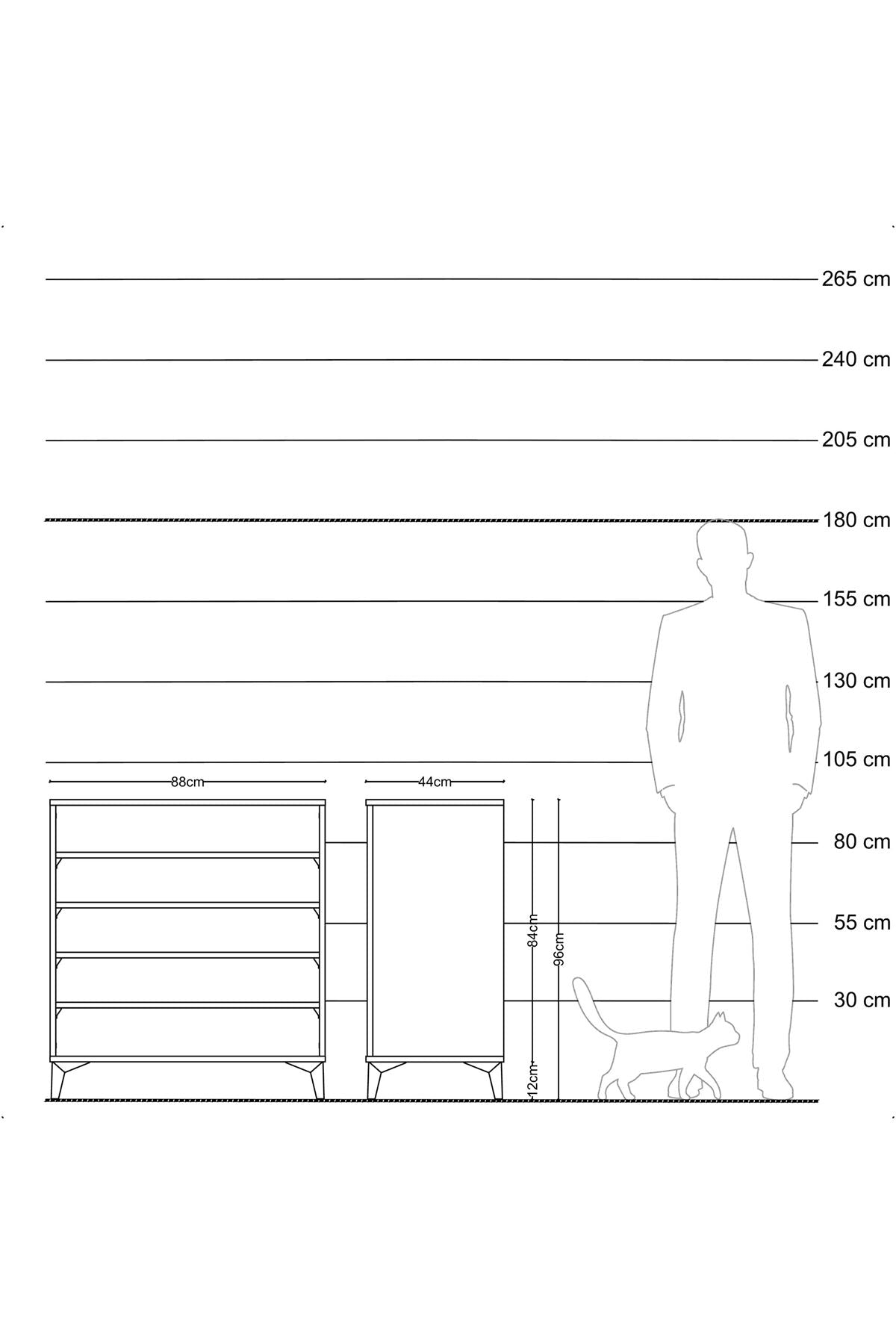 Hyperion Şifonyer 4 Raflı 88x44x96 Antrasit-Çam