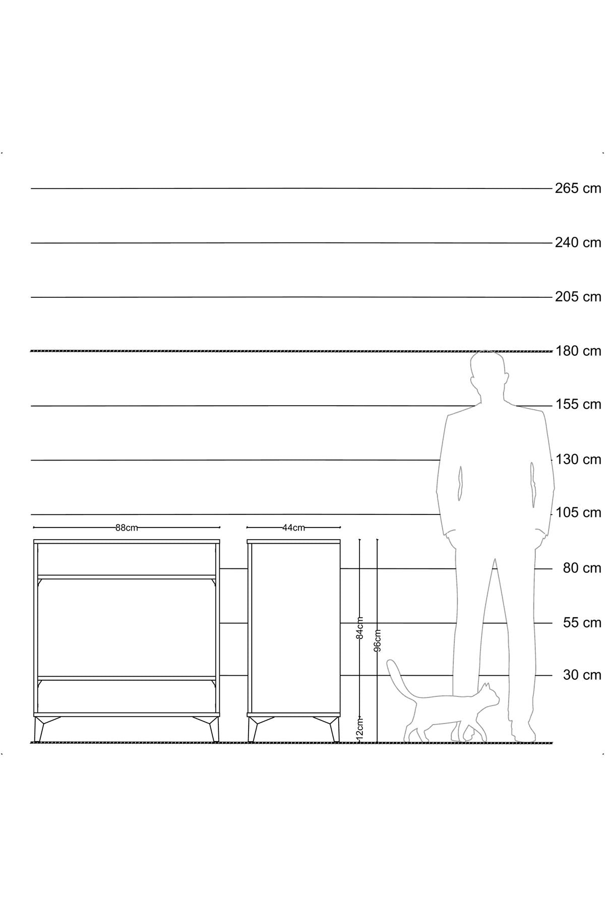 Hyperion Şifonyer 2 Raflı 88x44x96 Çam-Çam