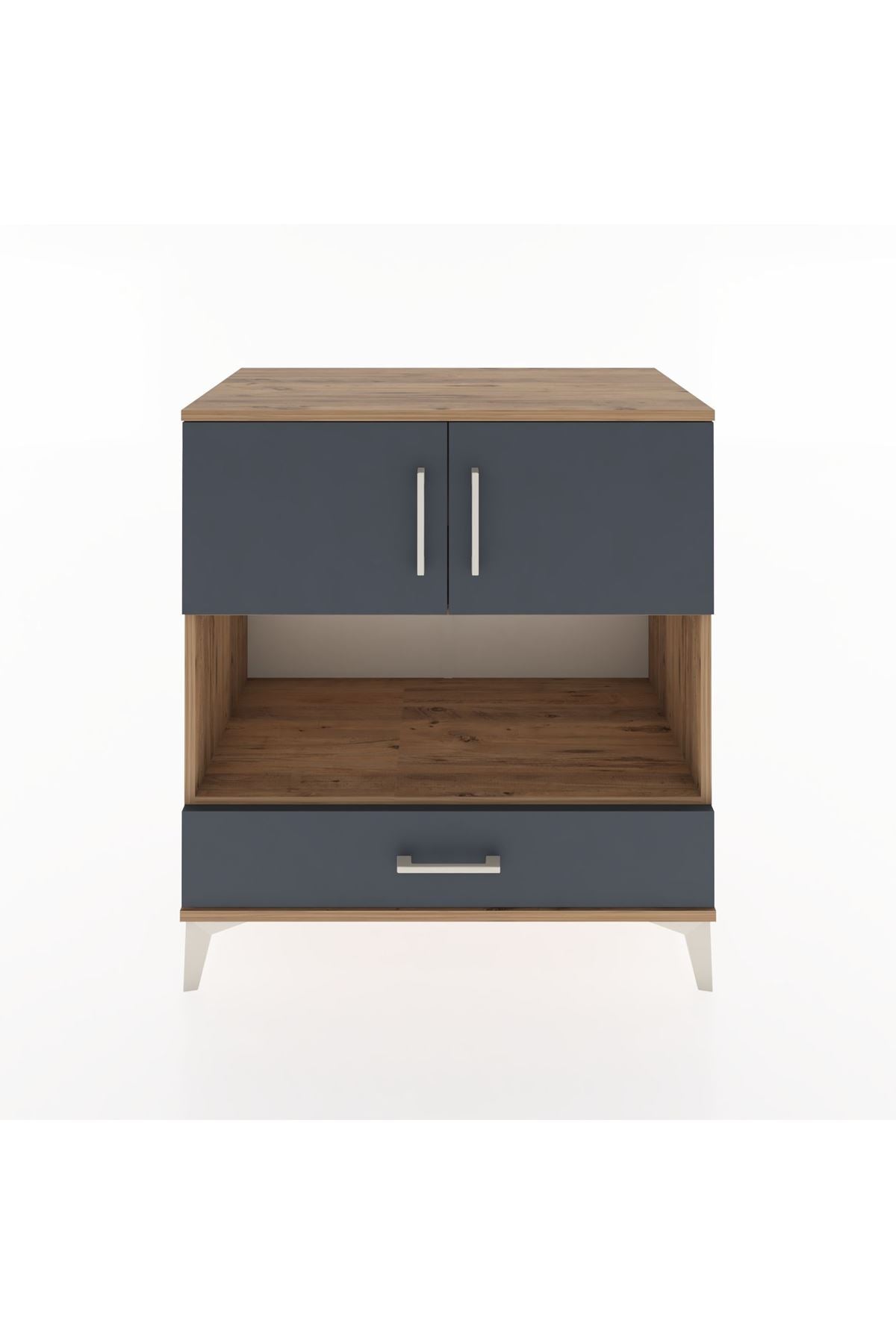 Hyperion Şifonyer 2 Raflı Tek Çekmeceli 2 Kapaklı 88x44x96 Çam-Antrasit