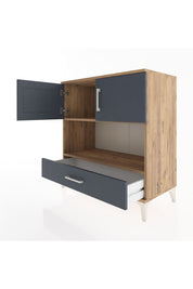 Hyperion Şifonyer 2 Raflı Tek Çekmeceli 2 Kapaklı 88x44x96 Çam-Antrasit