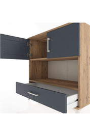 Hyperion Şifonyer 2 Raflı Tek Çekmeceli 2 Kapaklı 88x44x96 Çam-Antrasit