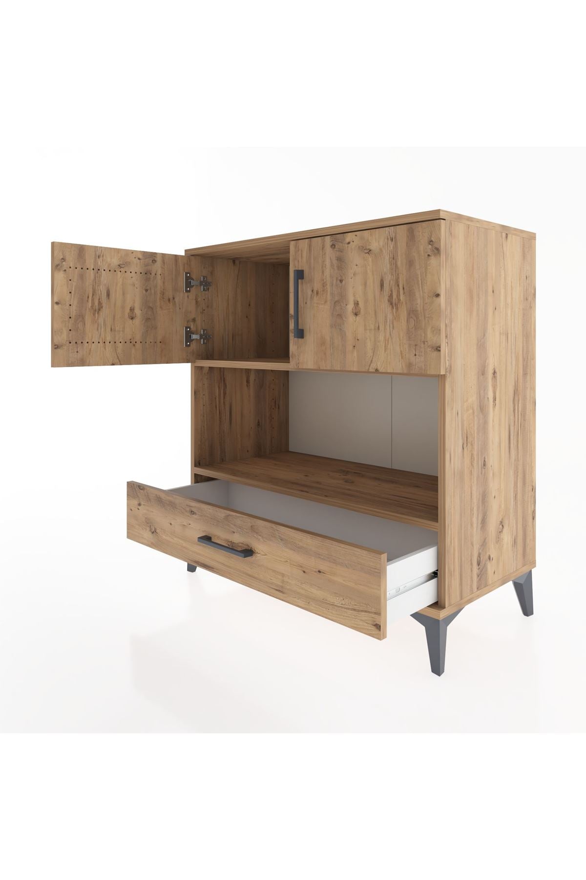 Hyperion Şifonyer 2 Raflı Tek Çekmeceli 2 Kapaklı 88x44x96 Çam-Çam