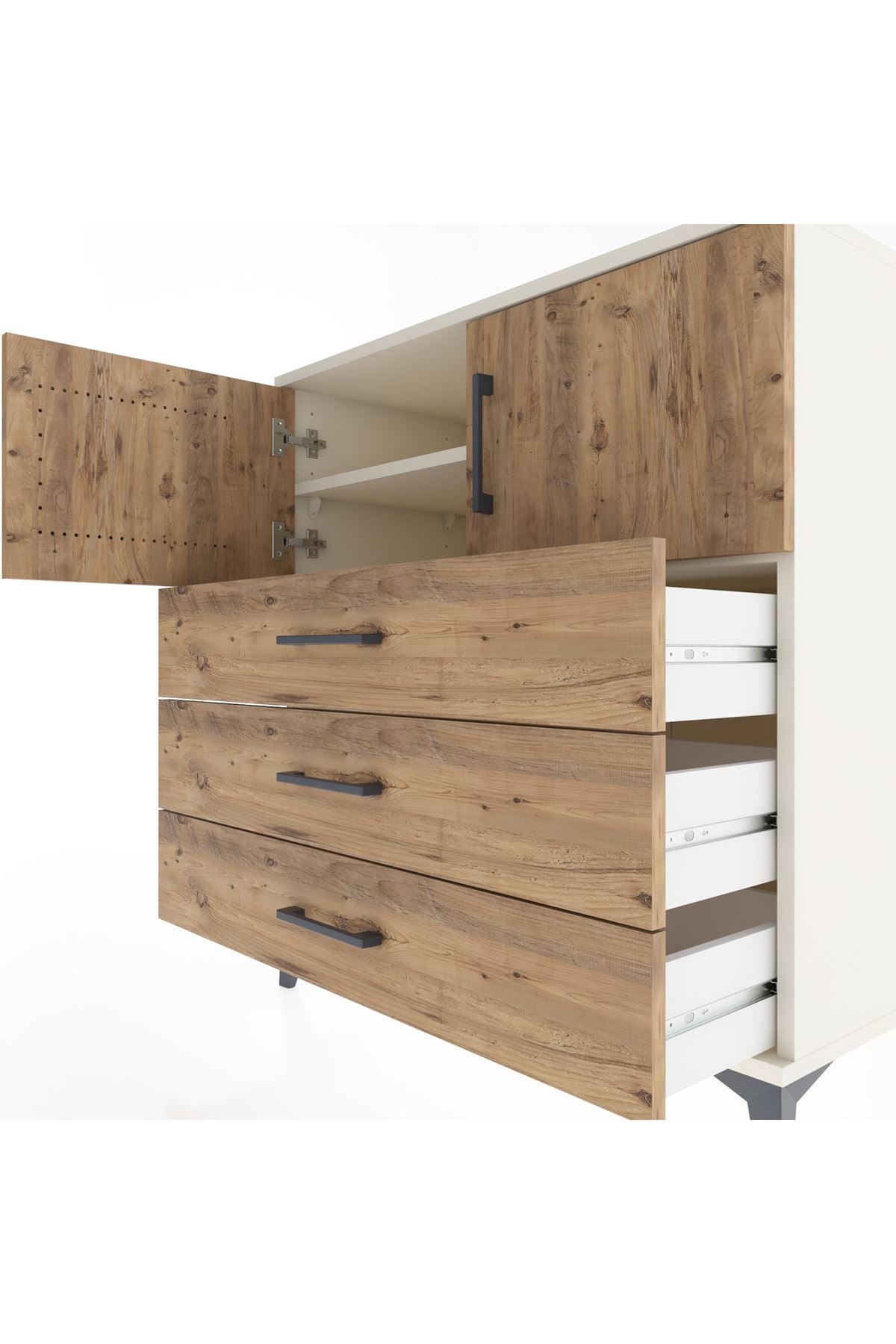 Hyperion Şifonyer 2 Raflı 3 Çekmeceli 2 Kapaklı 88x44x96 Aytaşı-Çam