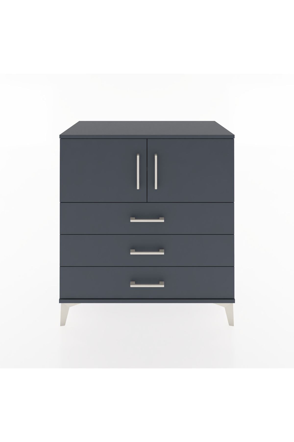 Hyperion Şifonyer 2 Raflı 3 Çekmeceli 2 Kapaklı 88x44x96 Antrasit-Antrasit