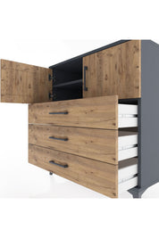 Hyperion Şifonyer 2 Raflı 3 Çekmeceli 2 Kapaklı 88x44x96 Antrasit-Çam