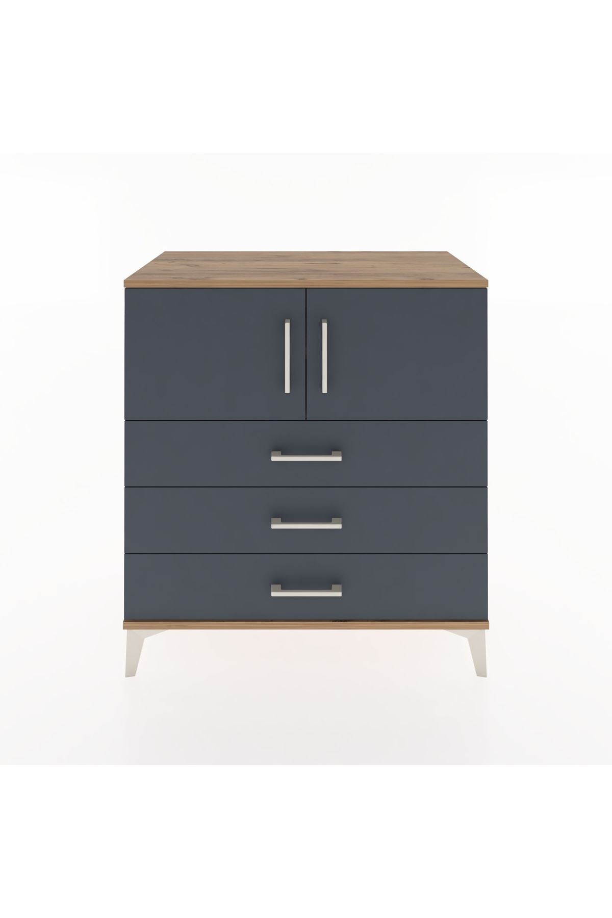 Hyperion Şifonyer 2 Raflı 3 Çekmeceli 2 Kapaklı 88x44x96 Çam-Antrasit