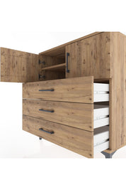 Hyperion Şifonyer 2 Raflı 3 Çekmeceli 2 Kapaklı 88x44x96 Çam-Çam