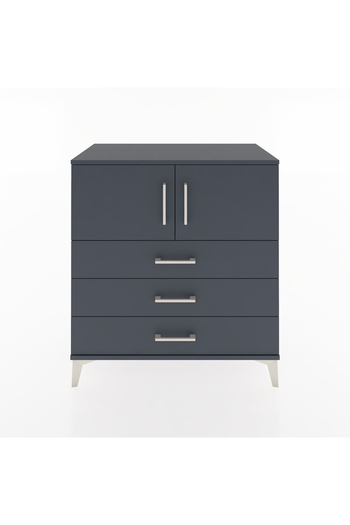 Hyperion Şifonyer Tek Raflı 3 Çekmeceli 2 Kapaklı 88x44x96 Antrasit-Antrasit