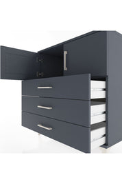 Hyperion Şifonyer Tek Raflı 3 Çekmeceli 2 Kapaklı 88x44x96 Antrasit-Antrasit