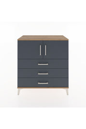 Hyperion Şifonyer Tek Raflı 3 Çekmeceli 2 Kapaklı 88x44x96 Çam-Antrasit