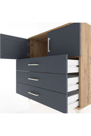 Hyperion Şifonyer Tek Raflı 3 Çekmeceli 2 Kapaklı 88x44x96 Çam-Antrasit
