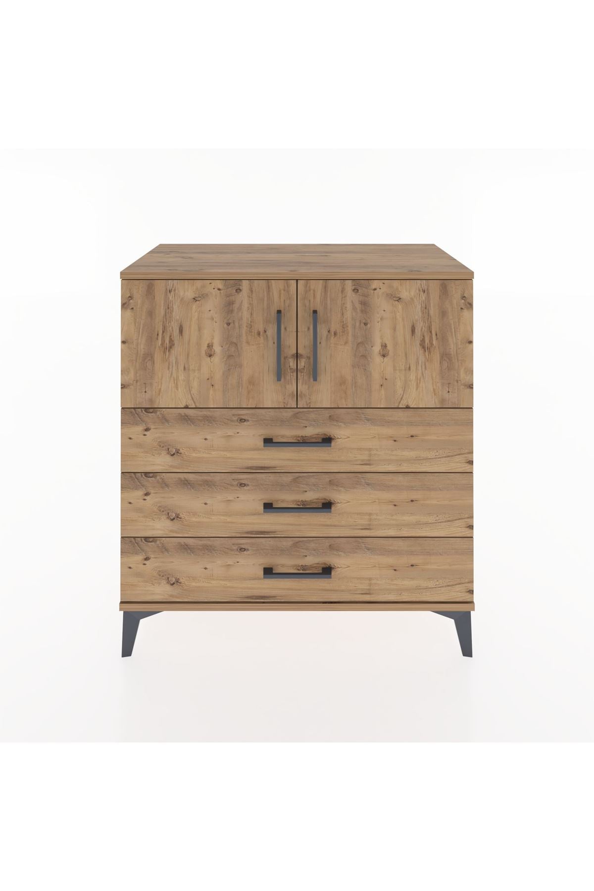 Hyperion Şifonyer Tek Raflı 3 Çekmeceli 2 Kapaklı 88x44x96 Çam-Çam