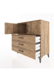 Hyperion Şifonyer Tek Raflı 3 Çekmeceli 2 Kapaklı 88x44x96 Çam-Çam