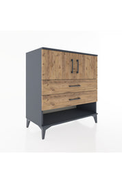 Hyperion Şifonyer 2 Raflı 2 Çekmeceli 2 Kapaklı 88x44x96 Antrasit-Çam