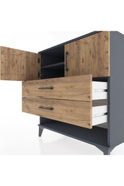 Hyperion Şifonyer 2 Raflı 2 Çekmeceli 2 Kapaklı 88x44x96 Antrasit-Çam