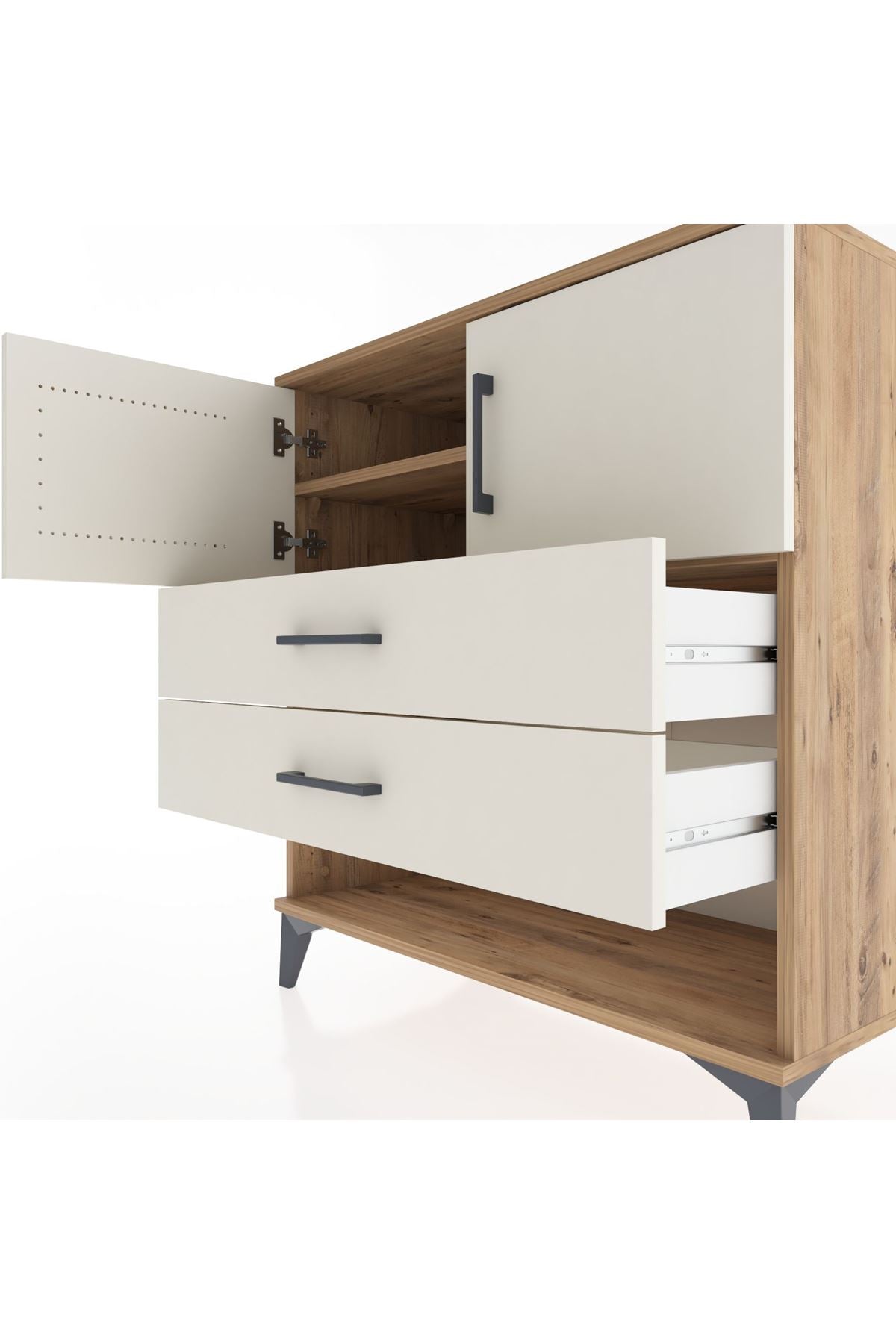 Hyperion Şifonyer 2 Raflı 2 Çekmeceli 2 Kapaklı 88x44x96 Çam-Aytaşı