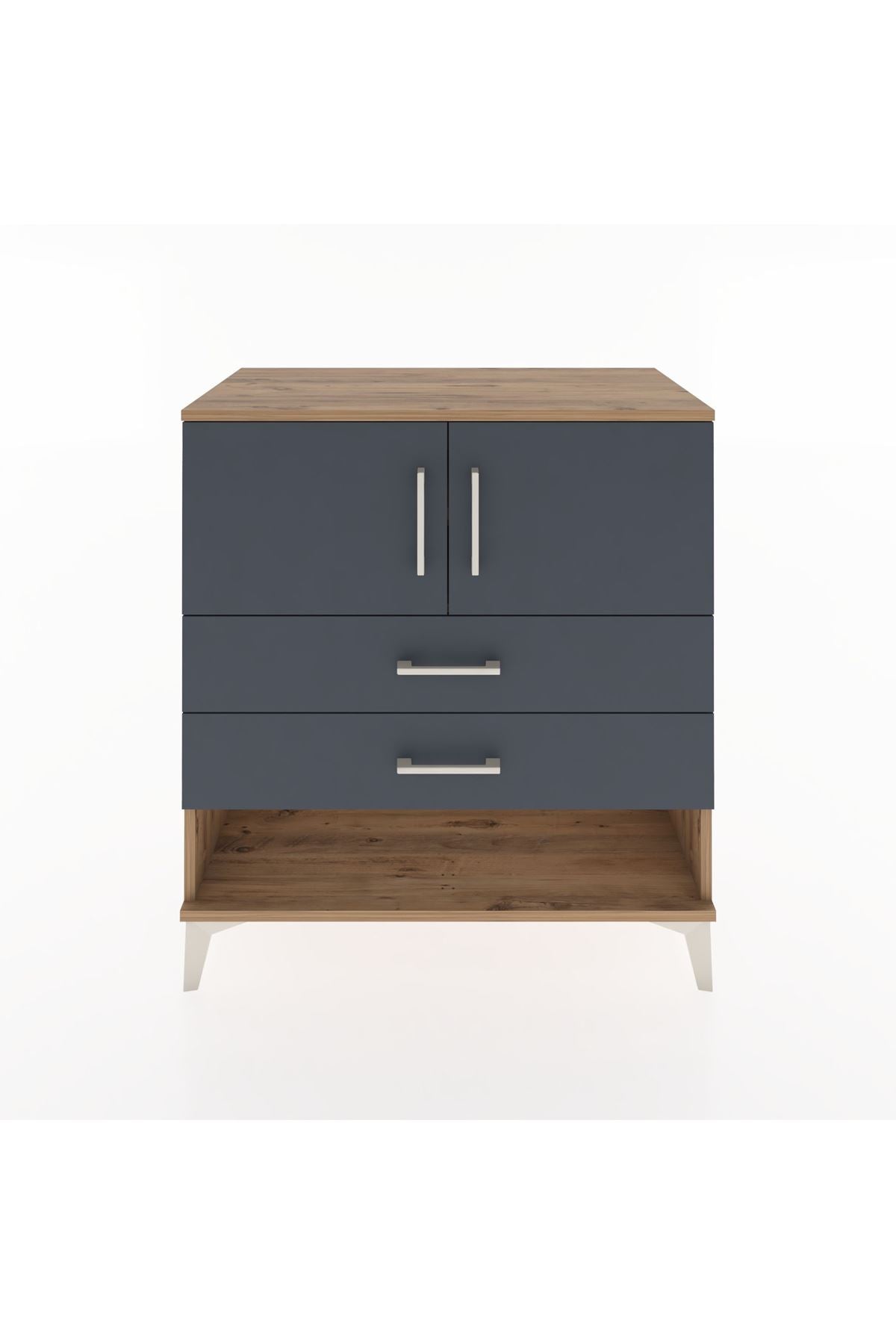 Hyperion Şifonyer 2 Raflı 2 Çekmeceli 2 Kapaklı 88x44x96 Çam-Antrasit