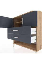 Hyperion Şifonyer 2 Raflı 2 Çekmeceli 2 Kapaklı 88x44x96 Çam-Antrasit