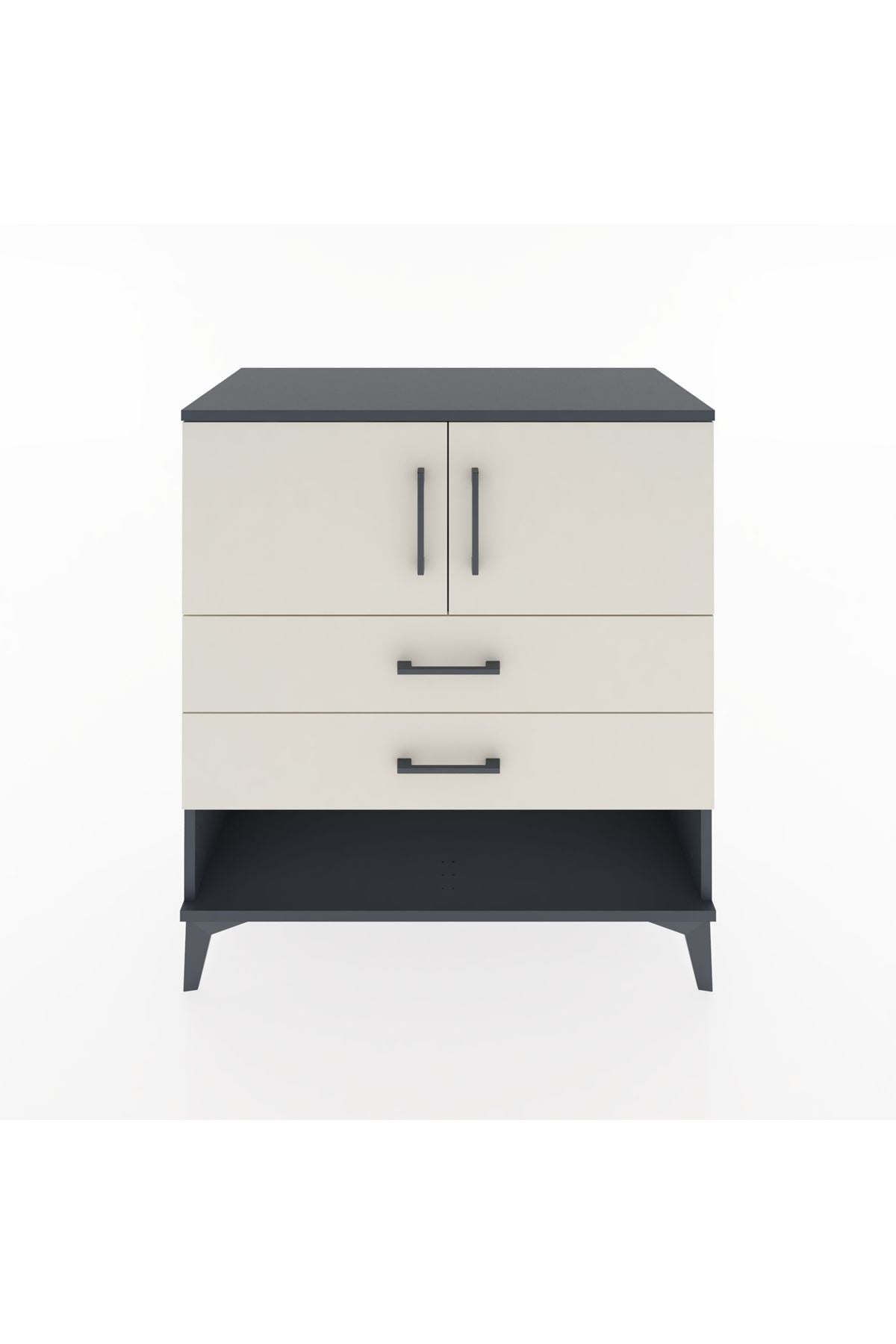 Hyperion Şifonyer Tek Raflı 2 Çekmeceli 2 Kapaklı 88x44x96 Antrasit-Aytaşı