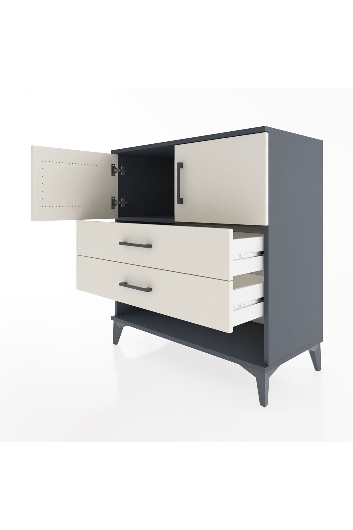 Hyperion Şifonyer Tek Raflı 2 Çekmeceli 2 Kapaklı 88x44x96 Antrasit-Aytaşı