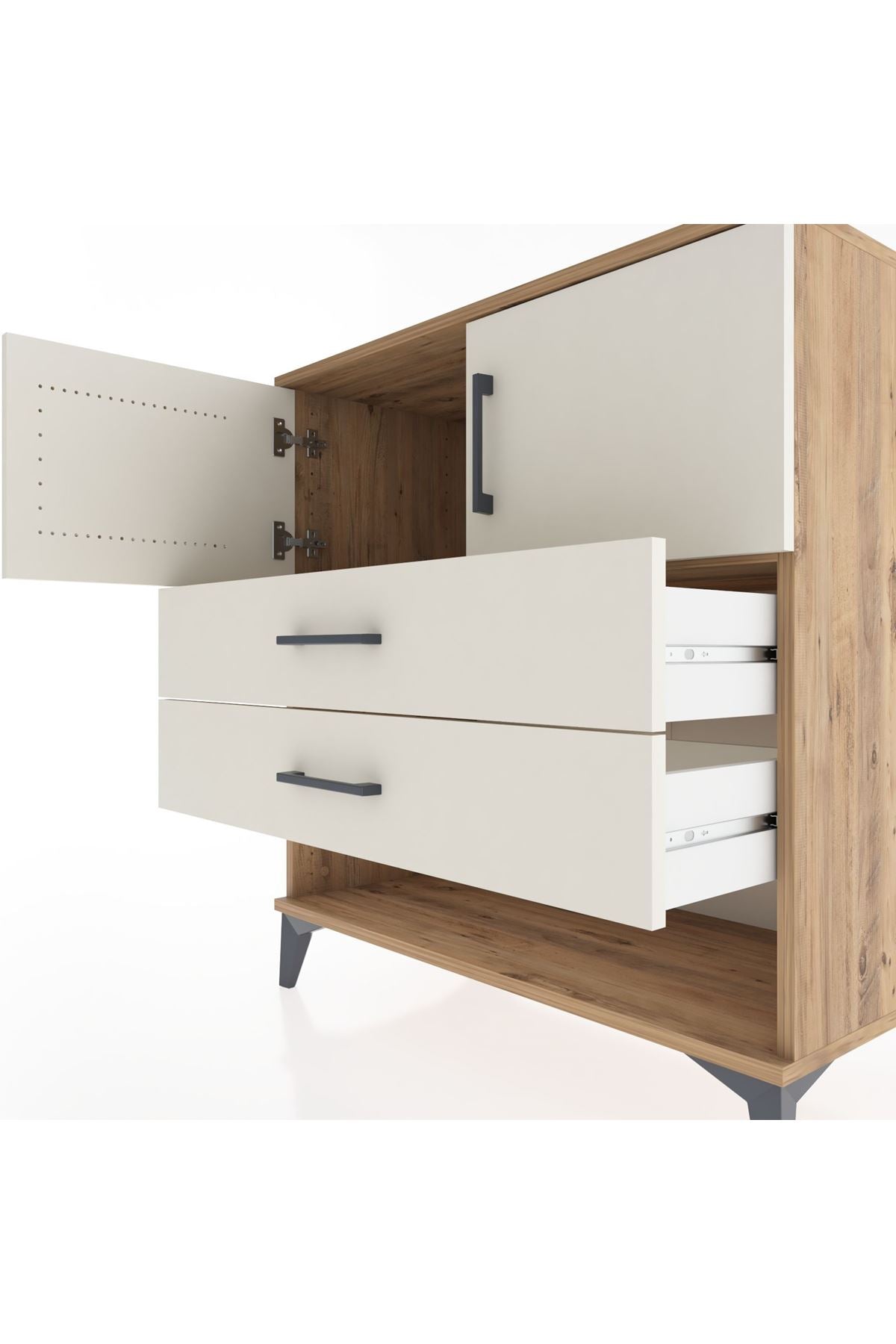 Hyperion Şifonyer Tek Raflı 2 Çekmeceli 2 Kapaklı 88x44x96 Çam-Aytaşı