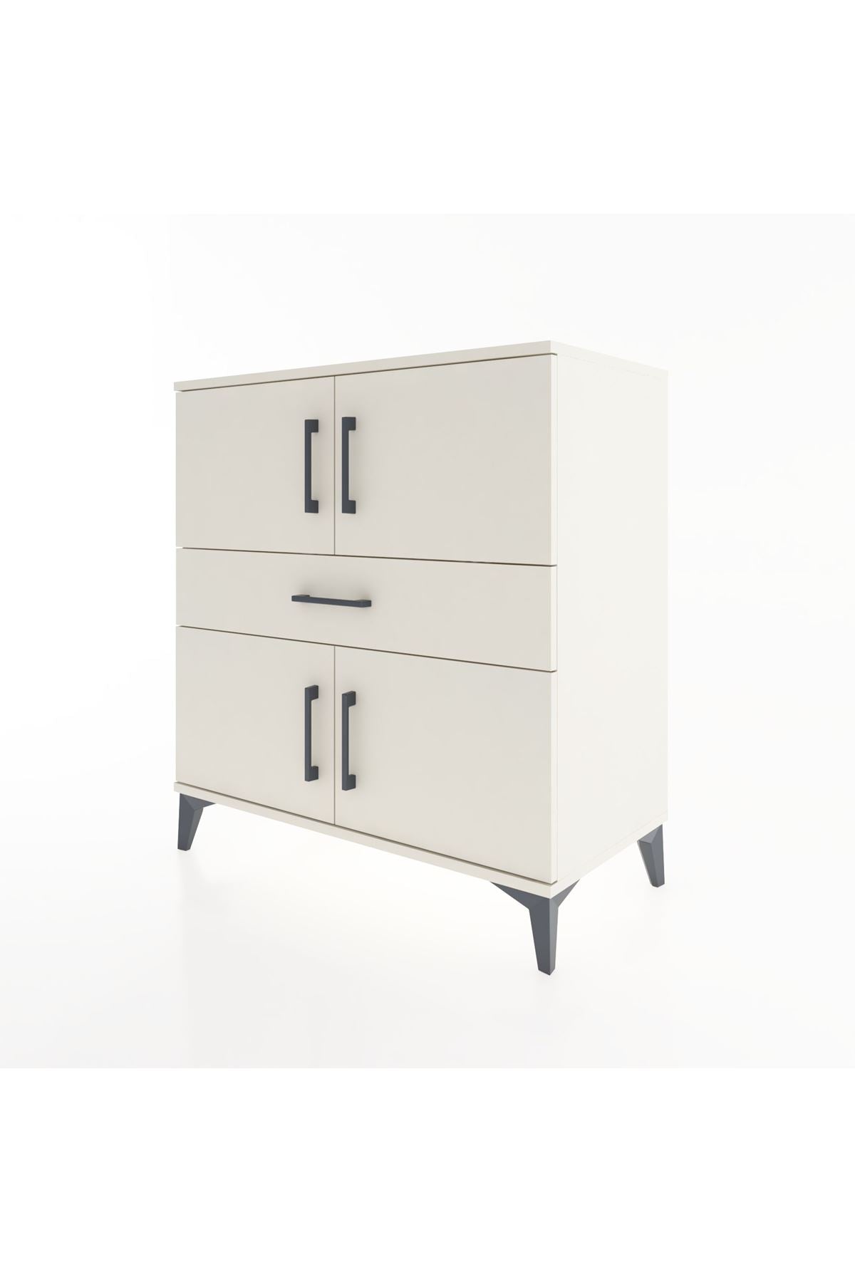 Hyperion Şifonyer 3 Raflı Tek Çekmeceli 4 Kapaklı 88x44x96 Aytaşı-Aytaşı