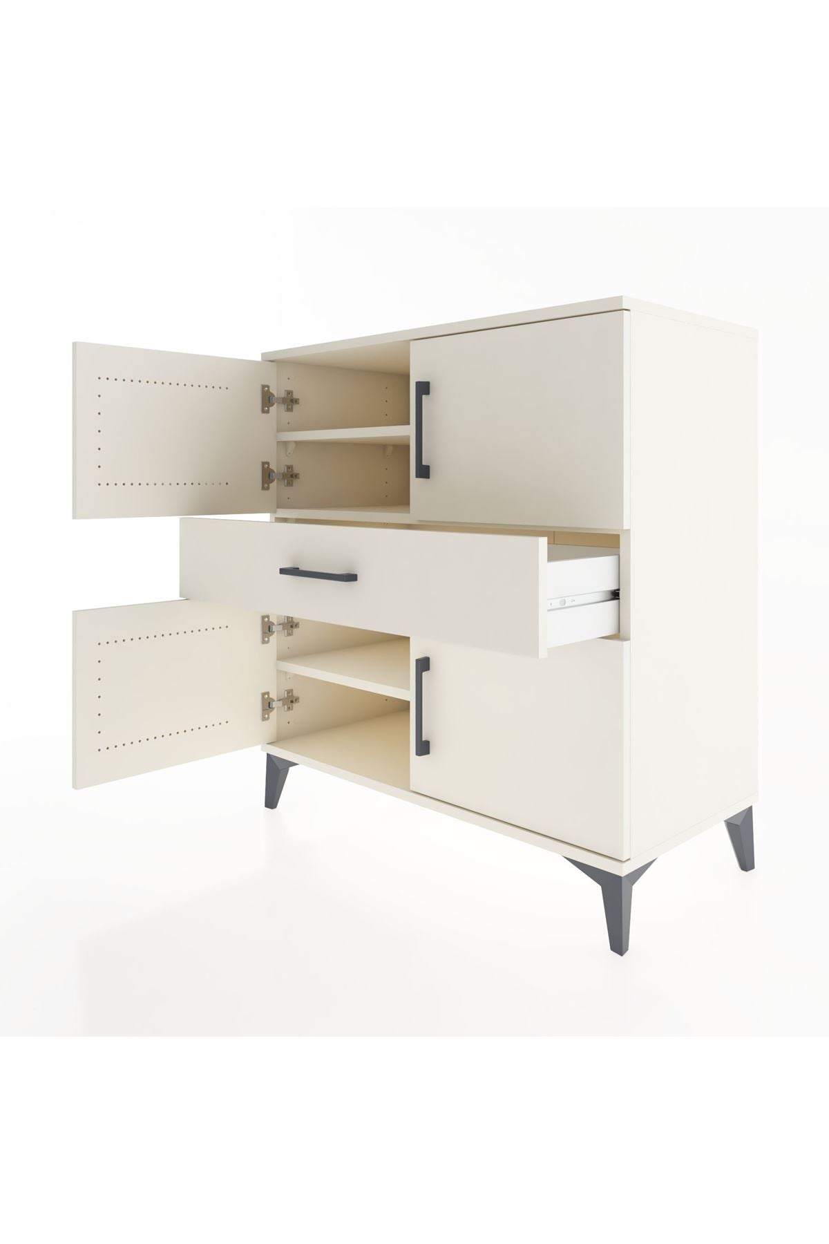 Hyperion Şifonyer 3 Raflı Tek Çekmeceli 4 Kapaklı 88x44x96 Aytaşı-Aytaşı