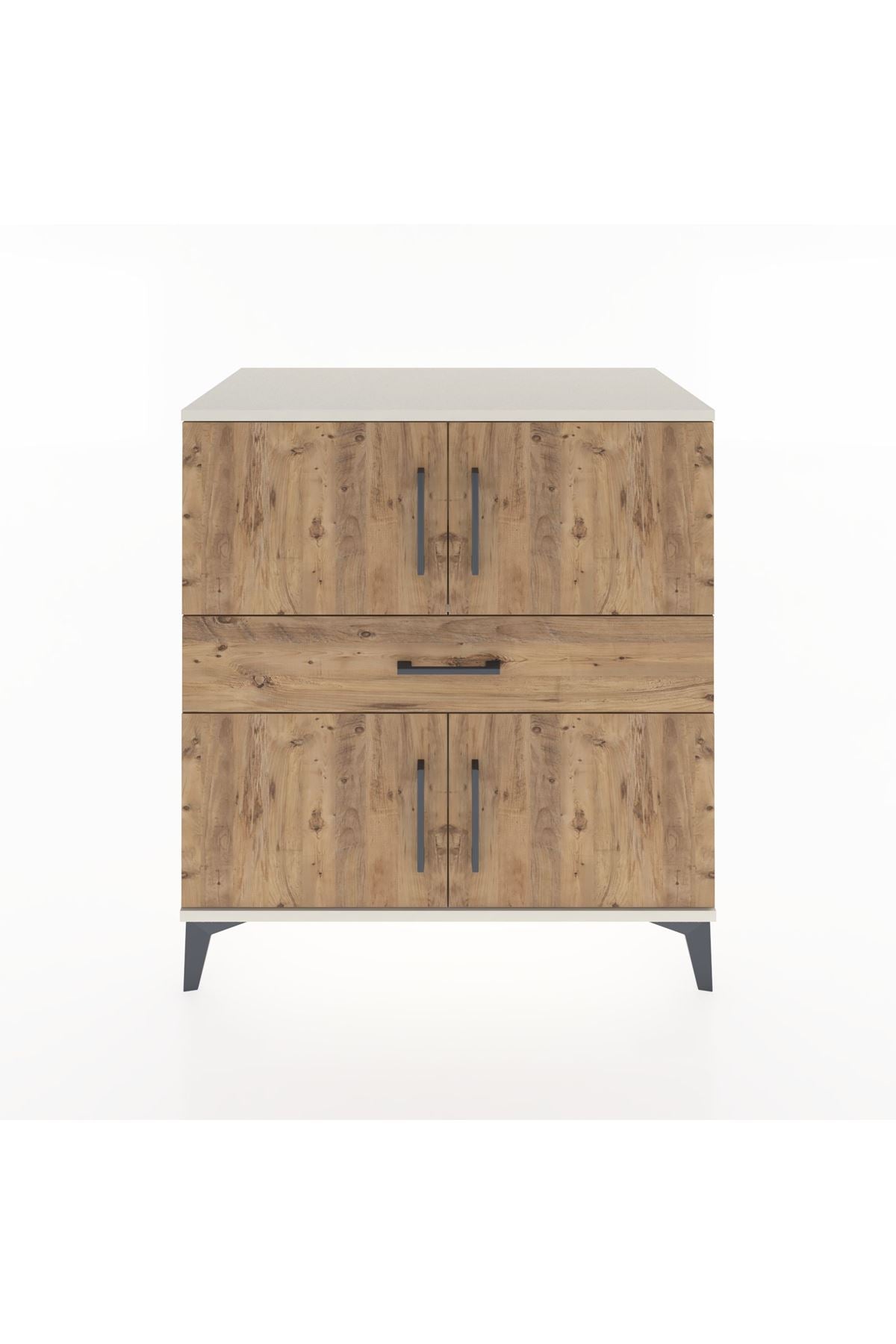 Hyperion Şifonyer 3 Raflı Tek Çekmeceli 4 Kapaklı 88x44x96 Aytaşı-Çam