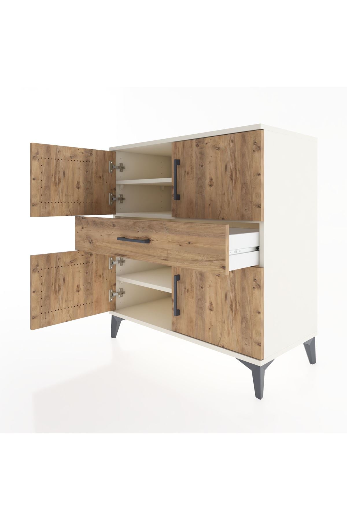 Hyperion Şifonyer 3 Raflı Tek Çekmeceli 4 Kapaklı 88x44x96 Aytaşı-Çam