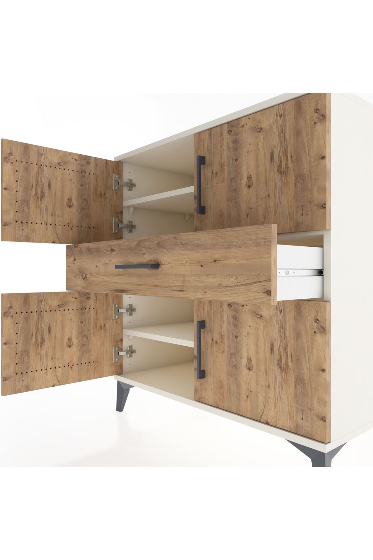 Hyperion Şifonyer 3 Raflı Tek Çekmeceli 4 Kapaklı 88x44x96 Aytaşı-Çam