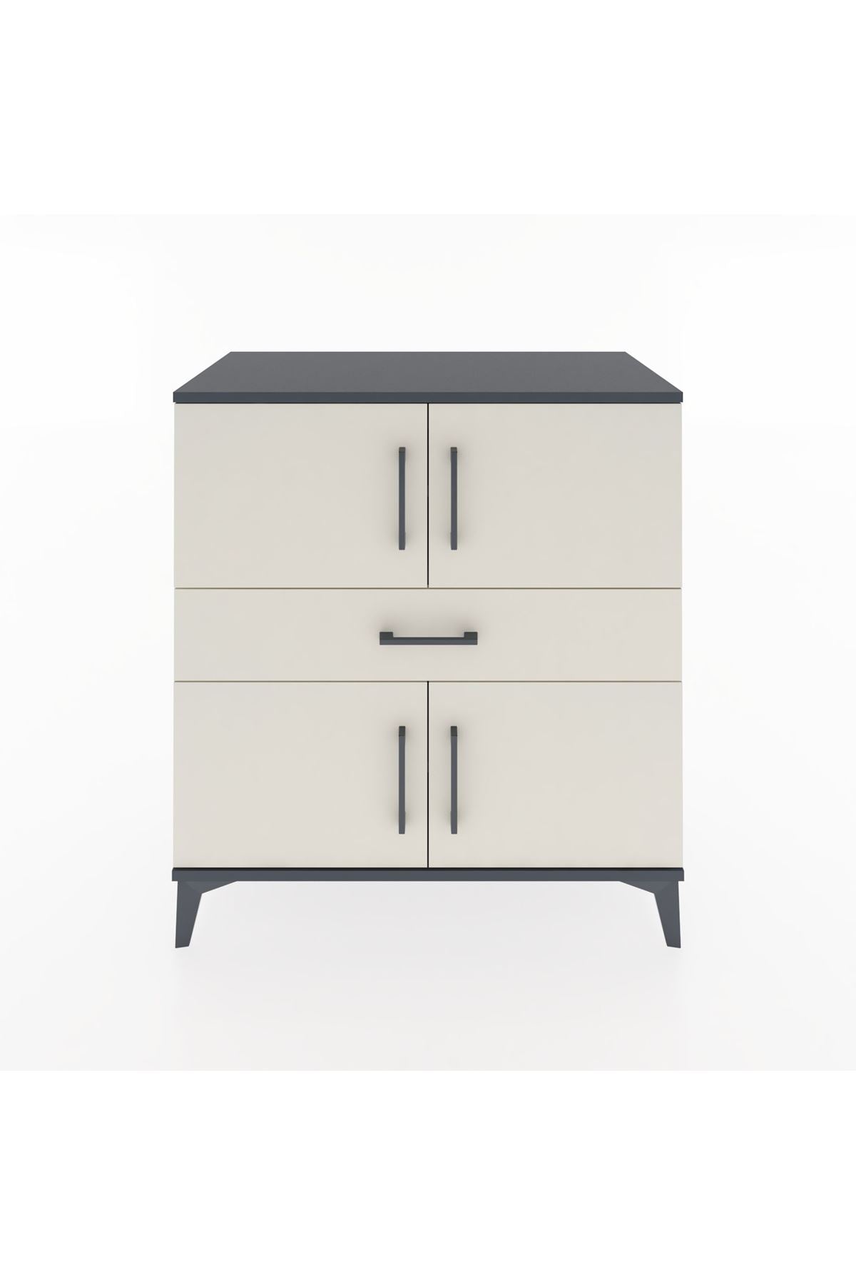 Hyperion Şifonyer 3 Raflı Tek Çekmeceli 4 Kapaklı 88x44x96 Antrasit-Aytaşı