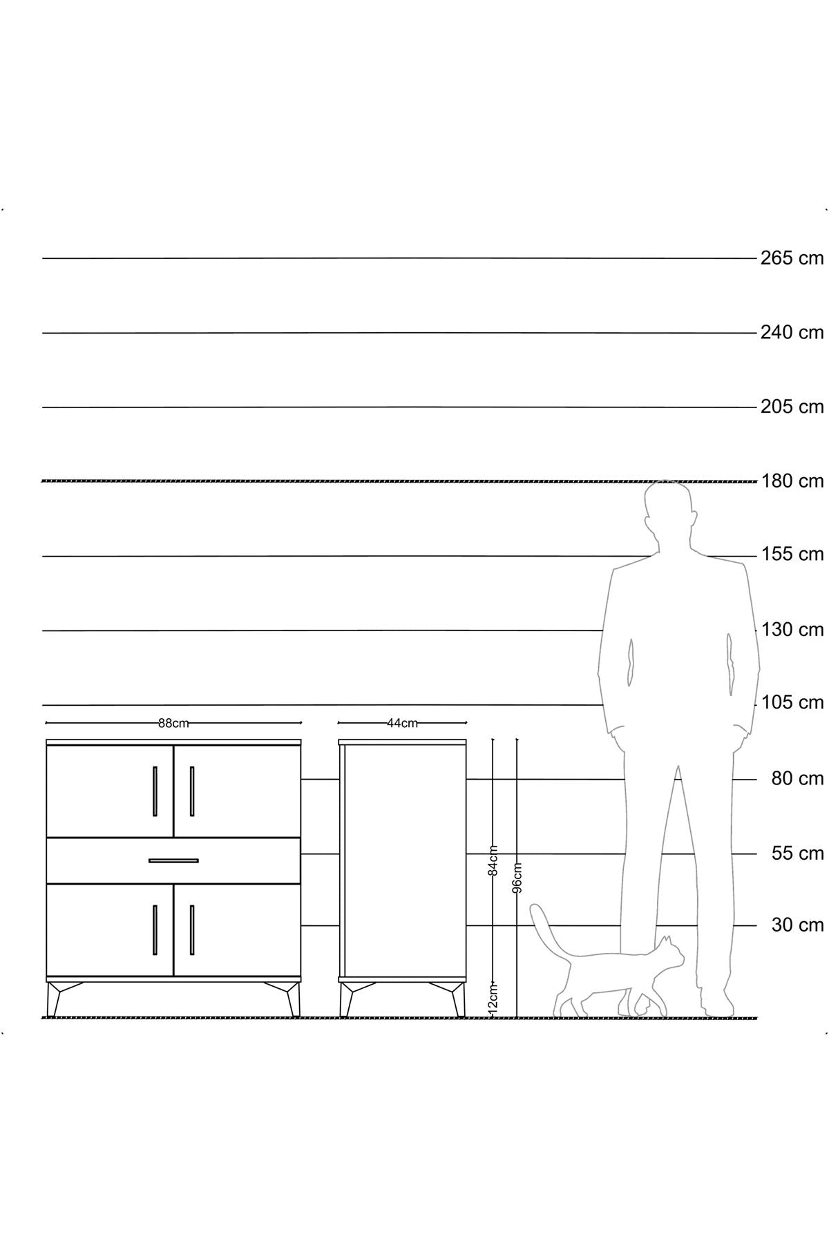 Hyperion Şifonyer 3 Raflı Tek Çekmeceli 4 Kapaklı 88x44x96 Çam-Aytaşı