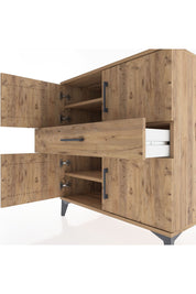 Hyperion Şifonyer 3 Raflı Tek Çekmeceli 4 Kapaklı 88x44x96 Çam-Çam